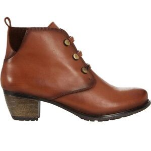 Eric Michael Leather Ankle Boots Brown Lace Up Block Heel Western Boho EU 38